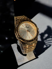 Celestial Artisan" Intricately Engraved Gold Watch
