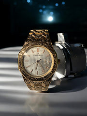 Celestial Artisan" Intricately Engraved Gold Watch