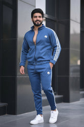 Men’s Poly Fleece Stripe Tracksuit – Blue | Stylish & Comfortable Activewear