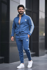 Men’s Poly Fleece Stripe Tracksuit – Blue | Stylish & Comfortable Activewear