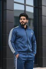 Men’s Poly Fleece Stripe Tracksuit – Blue | Stylish & Comfortable Activewear