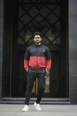 Poly Fleece Panel Tracksuit Black & Red