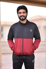 Poly Fleece Panel Tracksuit Black & Red