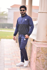 Poly Fleece Panel Tracksuit Black & Blue