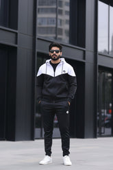Poly Fleece Panel Tracksuit Black & White