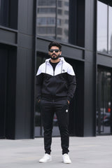 Poly Fleece Panel Tracksuit Black & White