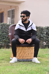 Poly Fleece Panel Tracksuit Black & White