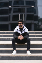 Poly Fleece Panel Tracksuit Black & White