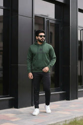 Poly Fleece Panel Tracksuit Green & Black