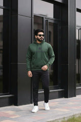 Poly Fleece Panel Tracksuit Green & Black