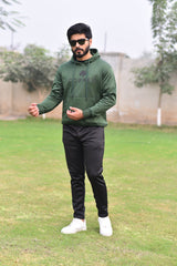 Poly Fleece Panel Tracksuit Green & Black