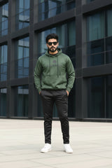 Poly Fleece Panel Tracksuit Green & Black