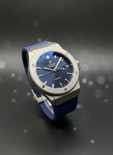 Hublot-Inspired Blue Steel Sport Watch