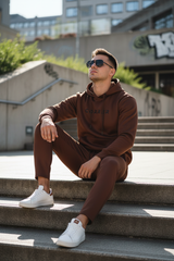 Model sitting in relaxed pose