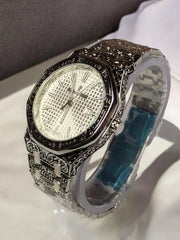 Hand-Engraved Stainless Steel Luxury Men's Watch