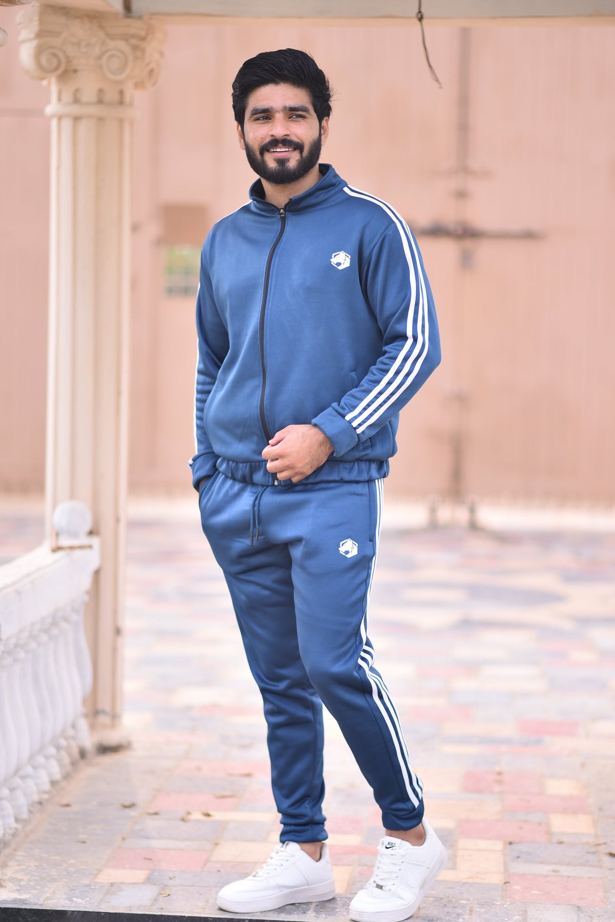 Men’s Poly Fleece Stripe Tracksuit – Blue | Stylish & Comfortable Activewear