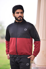 Poly Fleece Panel Tracksuit Black & Red