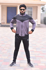 Poly Fleece Panel Tracksuit Gray & Black