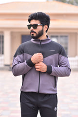 Poly Fleece Panel Tracksuit Gray & Black