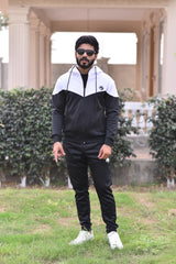 Poly Fleece Panel Tracksuit Black & White