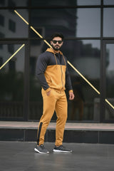 Poly Fleece Panel Tracksuit Black & Mustard
