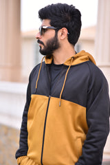 Poly Fleece Panel Tracksuit Black & Mustard