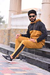 Poly Fleece Panel Tracksuit Black & Mustard