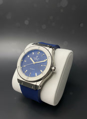 Hublot-Inspired Blue Steel Sport Watch