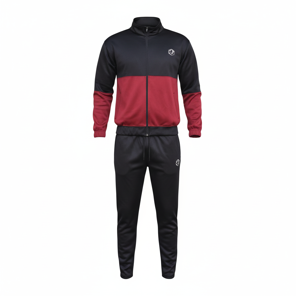 Black & Red Tracksuit - Flat Lay Mockup