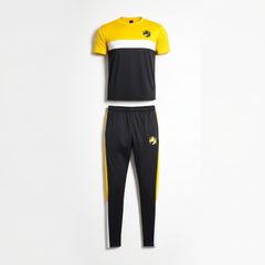 Flat lay mockup of yellow and black tracksuit