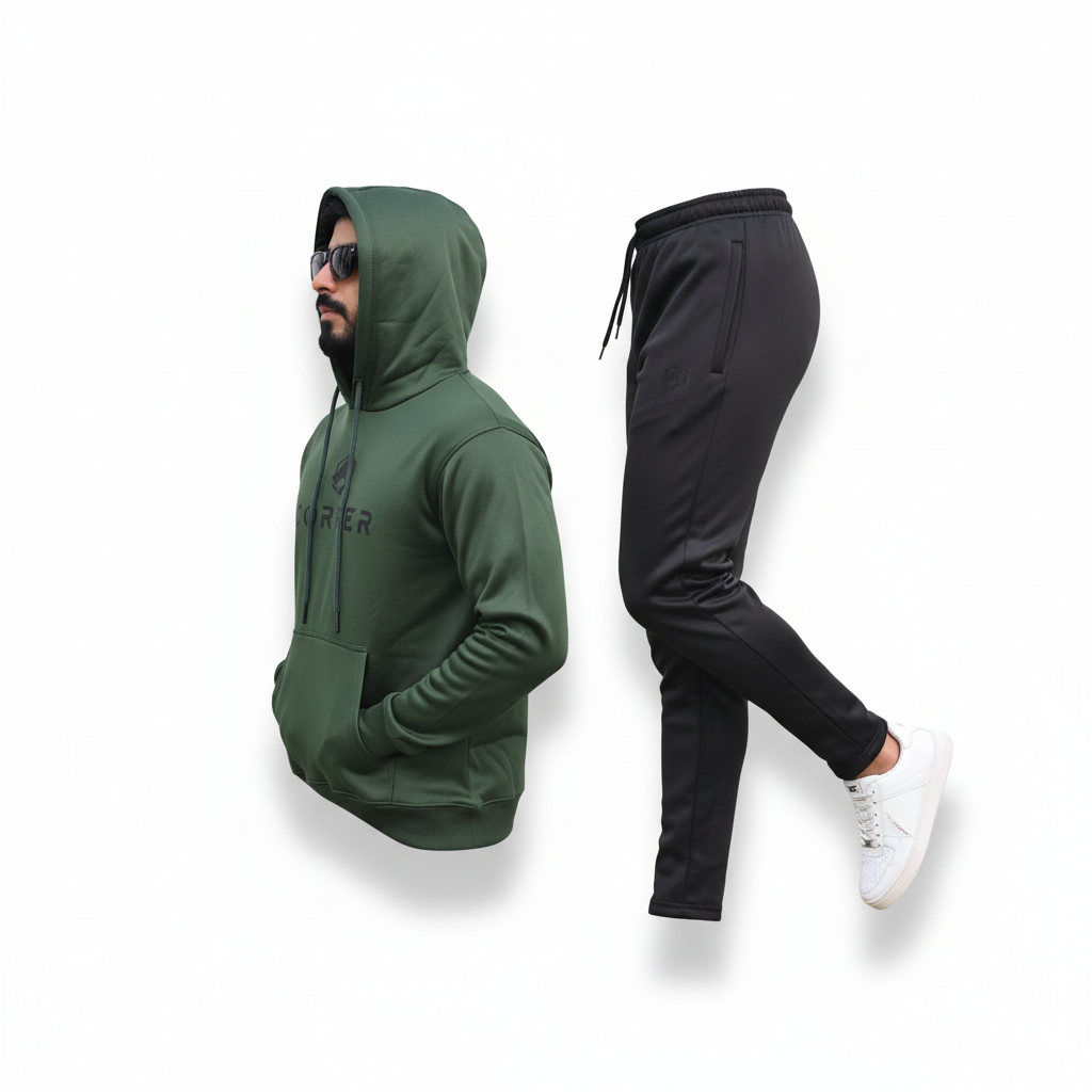 Green & Black Tracksuit - Side View