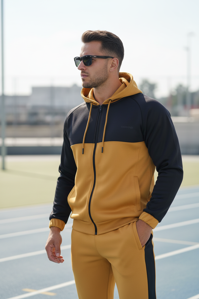 Looking to the side with hand in pocket