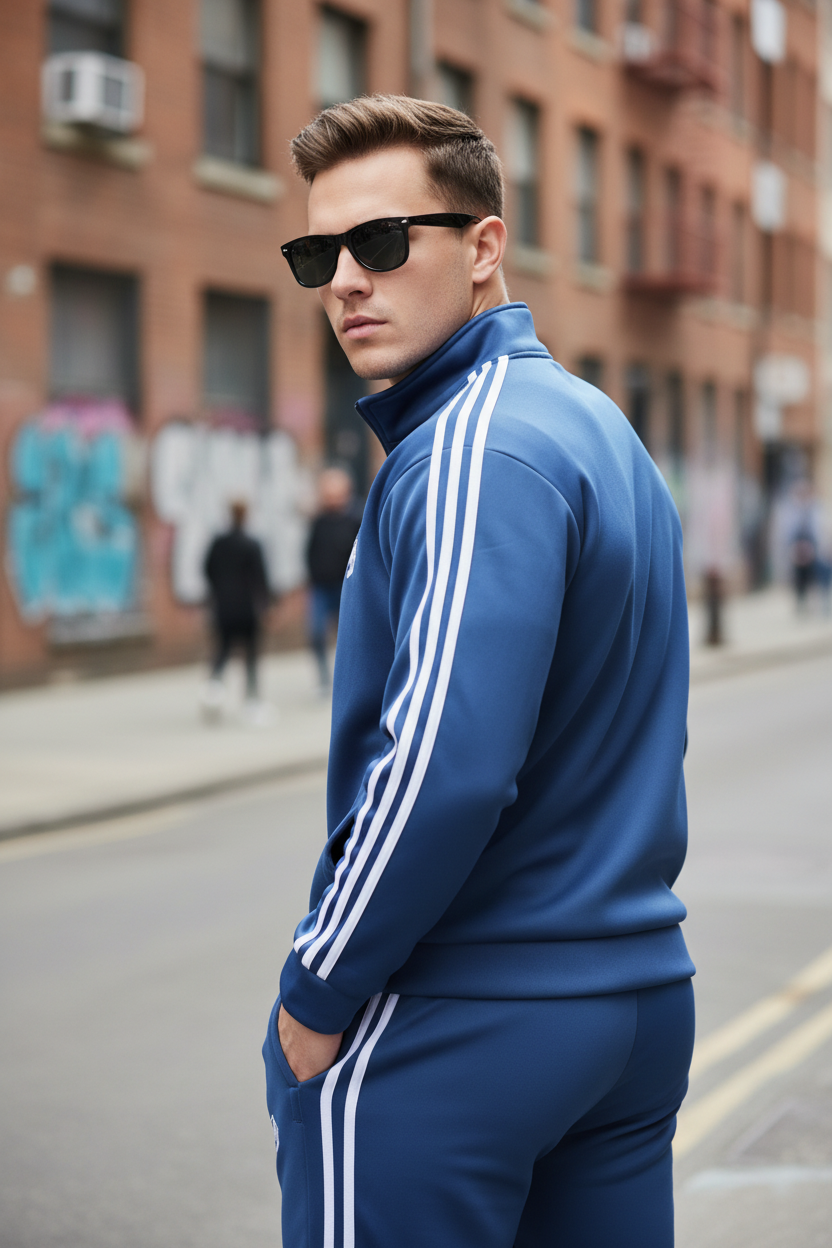 Model looking over shoulder