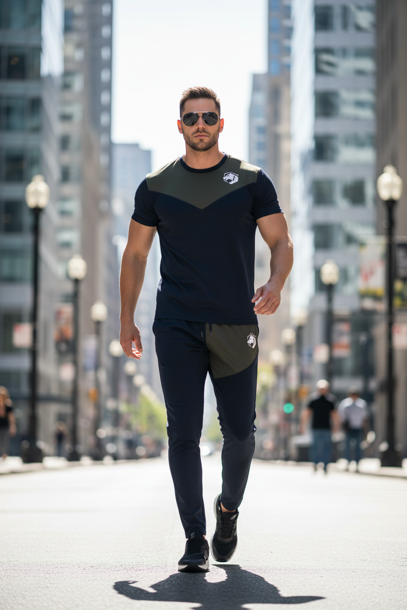 Model walking towards camera