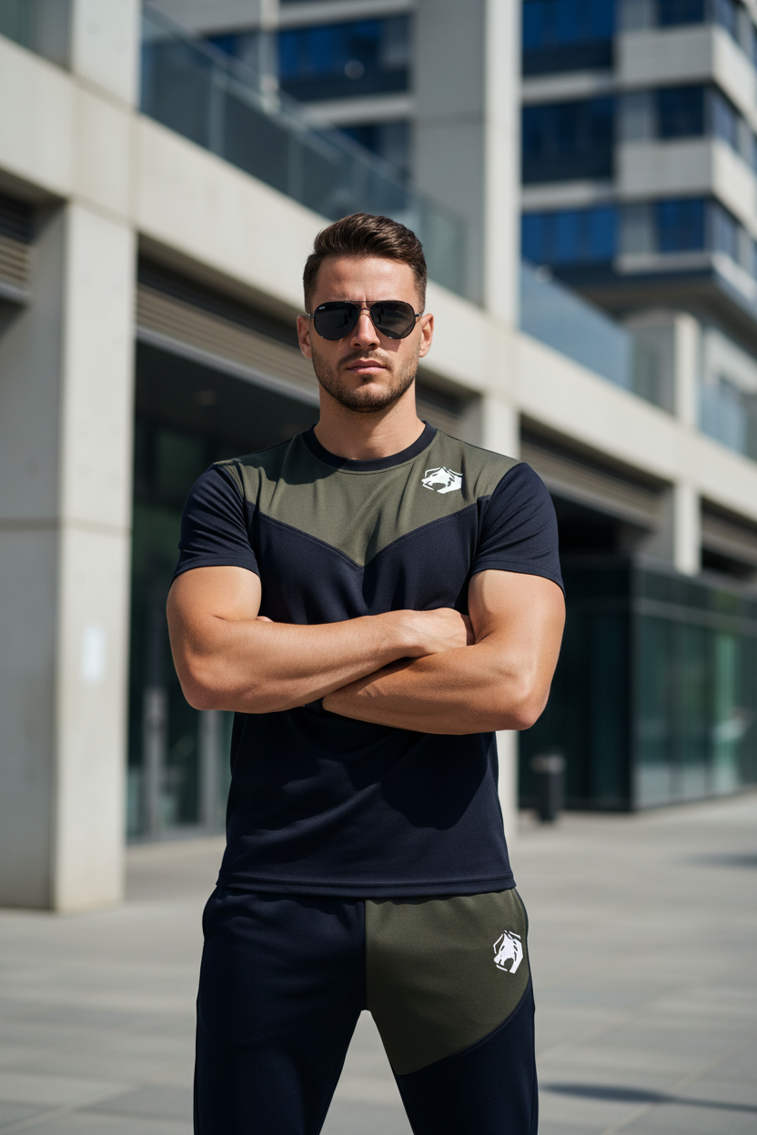 Model with arms crossed