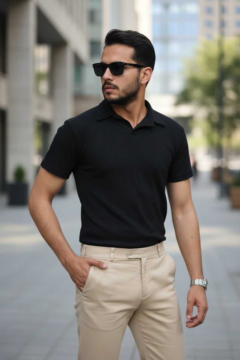 Model with hand in pocket