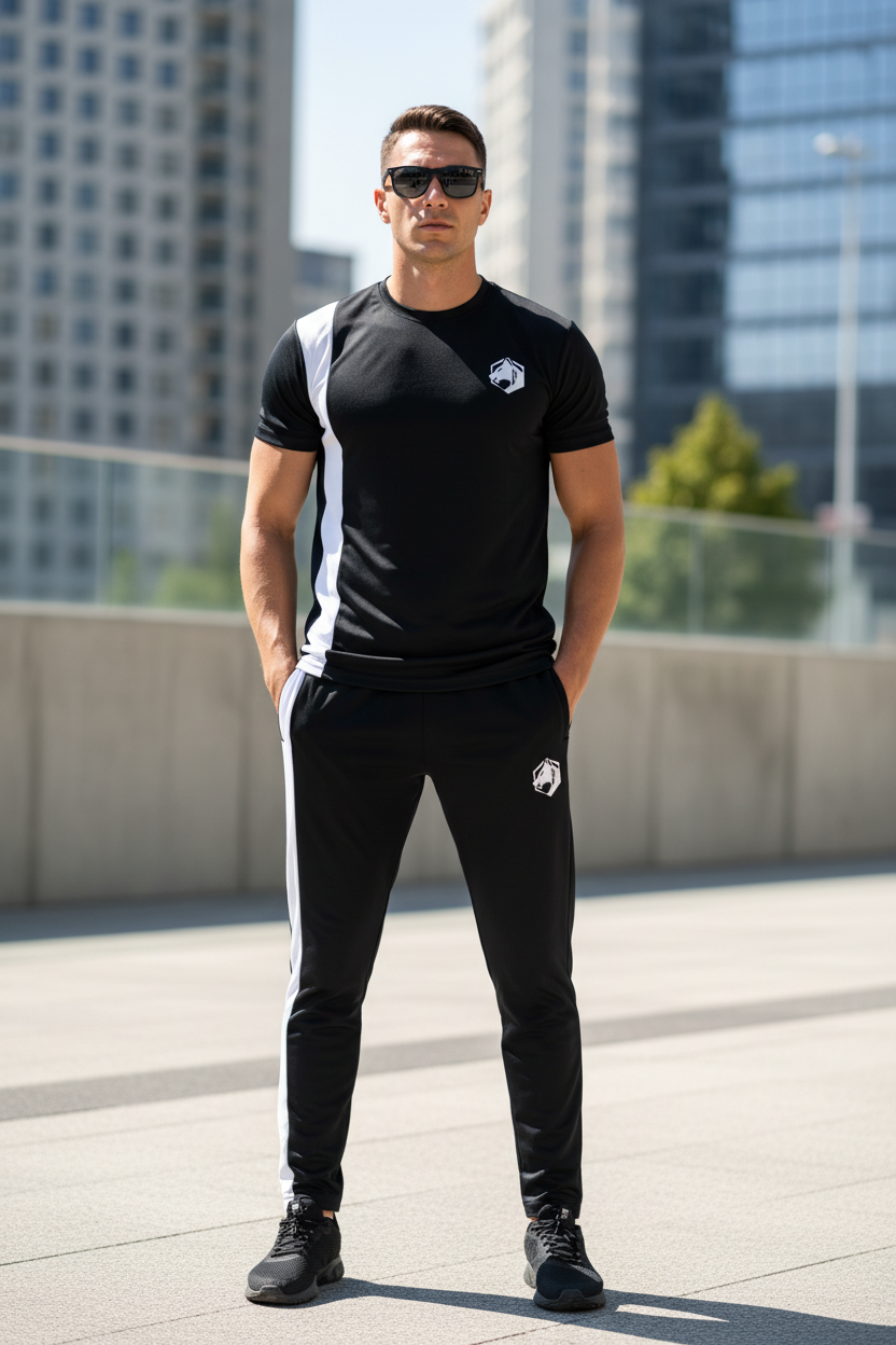 Model with hands in pockets