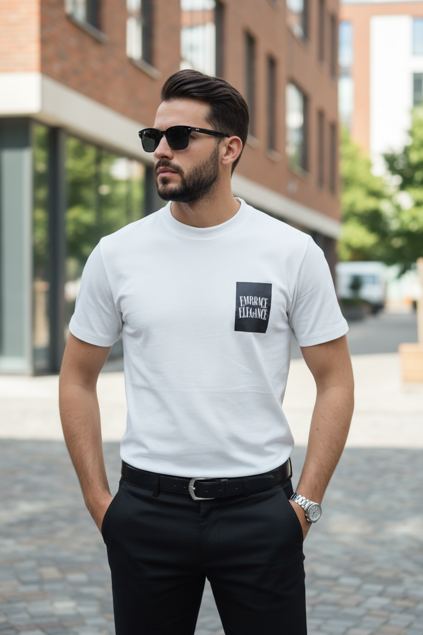 Model with hands in pockets