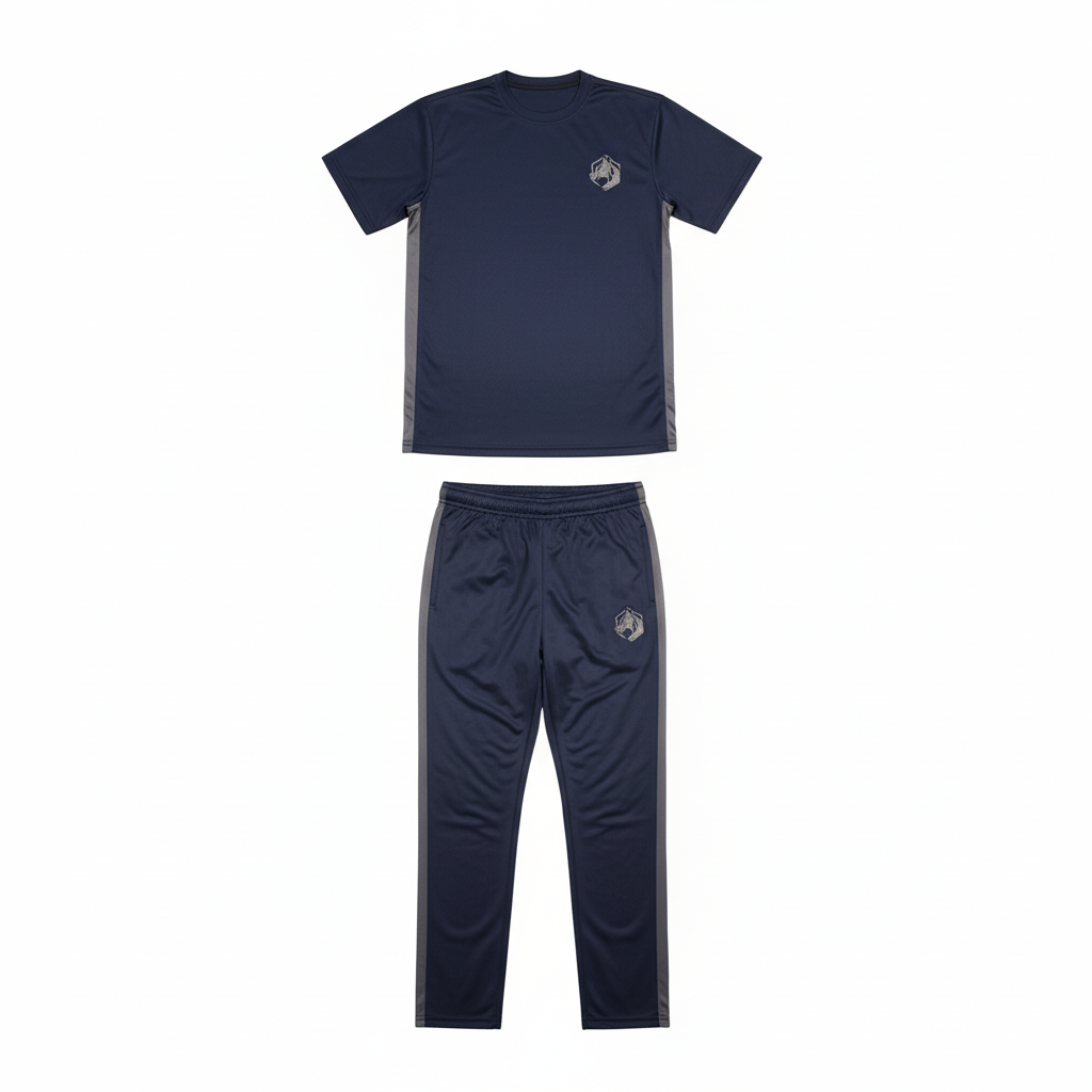 Premium Navy Tracksuit Flat Lay
