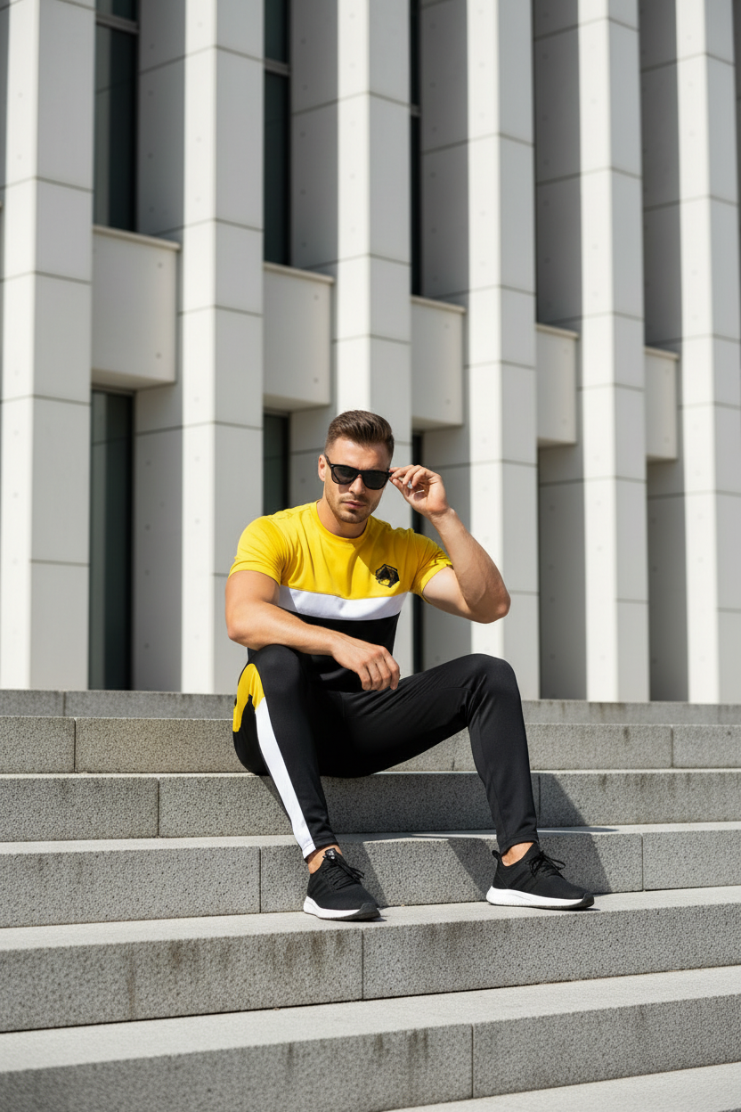 Sitting on concrete steps