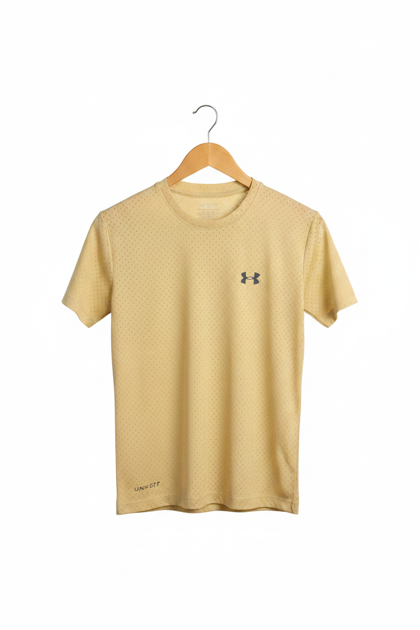 Yellow Under Armour Athletic T-Shirt Mockup